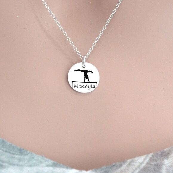 Sterling Silver Customizable Name Gymnast High Bar Necklace - Picture 2 of 5